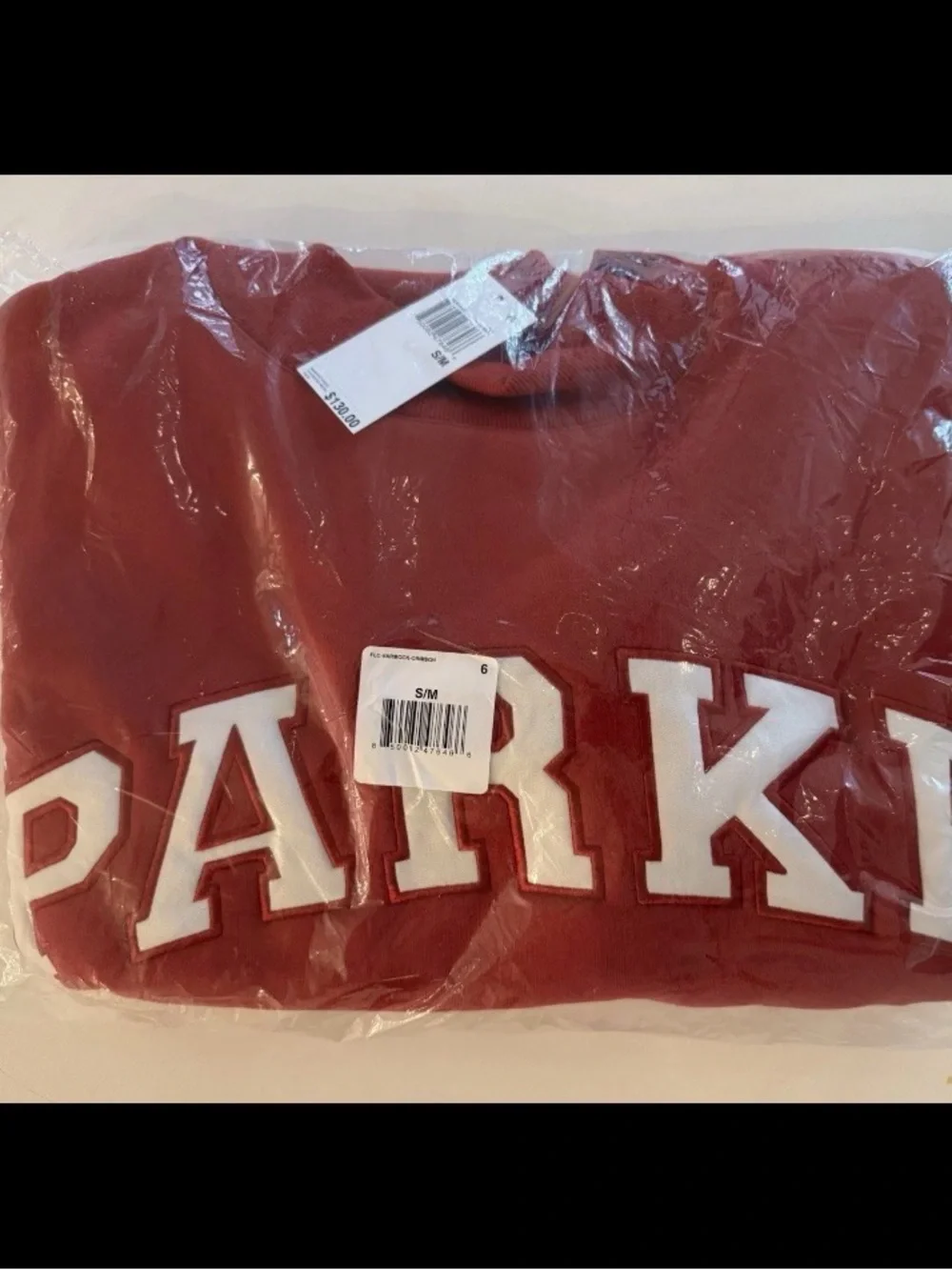 Parke Crimson Red Crewneck Sweatshirt pullover with White Lettering - Picture 3 of 7